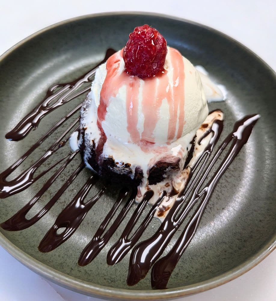 Raspberry Chocolate Lava Cake With Ice Cream